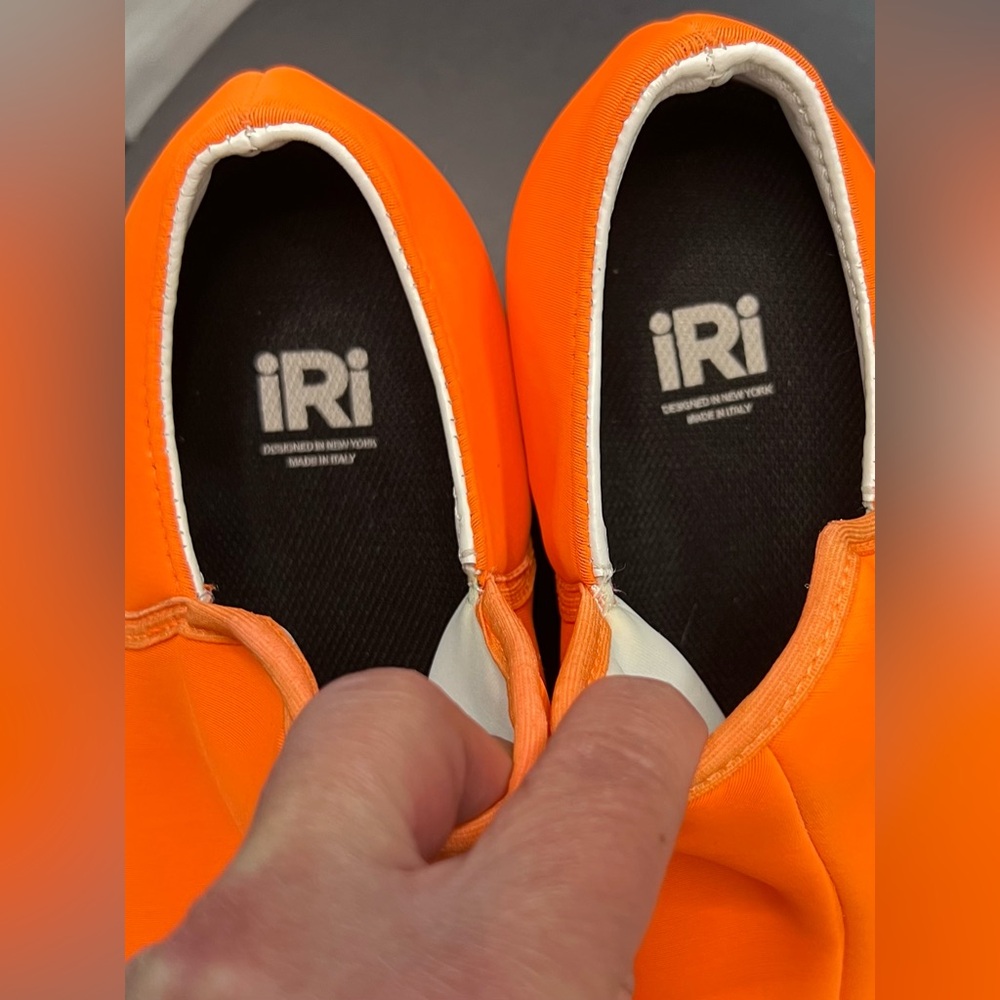 iRi WES I Neon Orange Low Top Vegan Platform Sneakers Neoprene Chunky Shoes - Picture 8 of 15